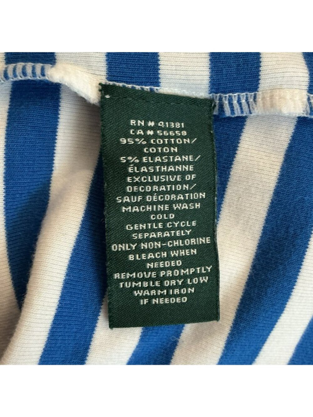 Lauren Ralph Lauren Scoop Neck Striped Short Sleeve Top Womens XL Blue White - Picture 10 of 10